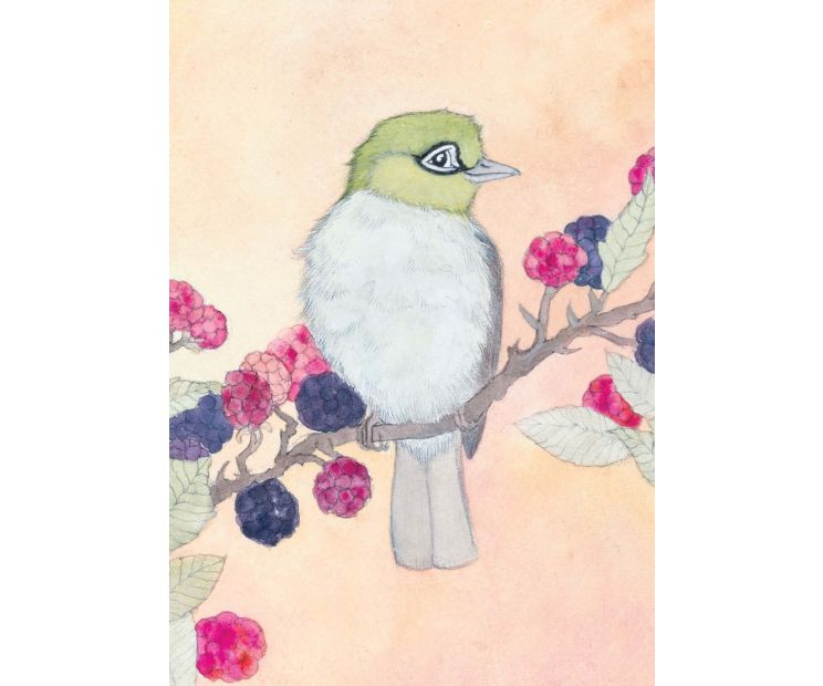 Card - Berry Silvereye Finch by Aleta