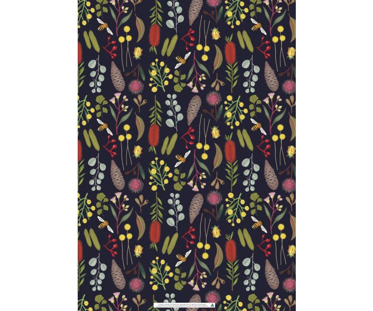 Wrapping Sheets - Australian Navy Flora by Cat MacInnes