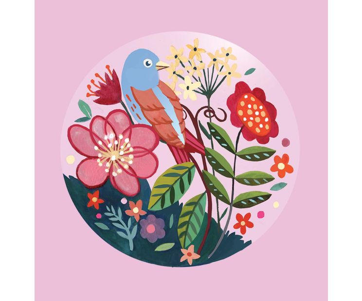 Card - Blue Floral Bird by Daniela Glassop