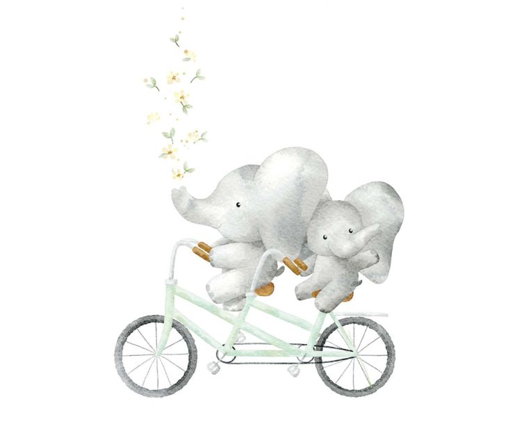 Card - Two Elephants On A Bicycle by Sannadorable 