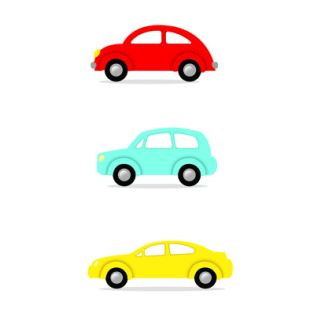 Card - S Red, Blue, Yellow Cars by Cat MacInnes