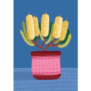 Card - Yellow Bottle Brush Vase by Emma Whitelaw