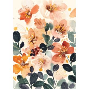 Card - Peach Flowers & Leaves by Inga Buividavice