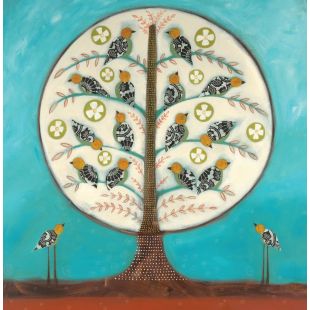 Card - Orange Bird Tree by Jody Pratt