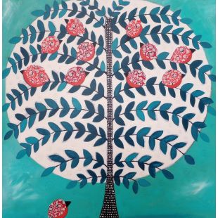 Card - Red Bird Tree by Jody Pratt