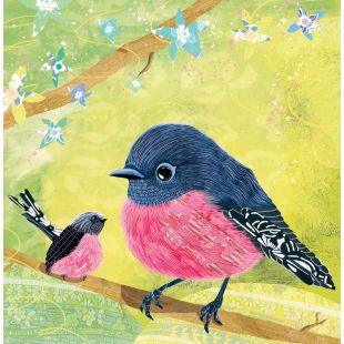 Card - Pink Budgies by Jody Pratt