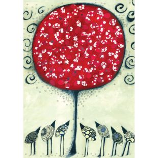 Card - Red &White Tree by Jody Pratt