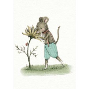 Card - Mouse Smelling Flower by Michelle Pleasance