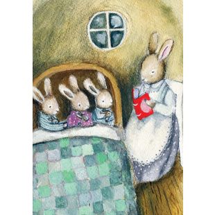Card - Bunny Reading Bedtime Stories by Michelle Pleasance