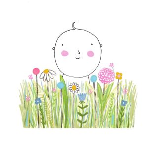Card - Baby In Flowers by Prue Pittock