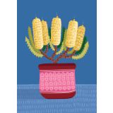 Card - Yellow Bottle Brush Vase by Emma Whitelaw