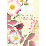 Card - Pink Flowers & Bird by Mira Paradies