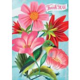 Card - Green Bird & Flowers Thank You by Mira Paradies