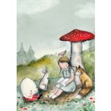 Card - Girl Reading Under A Mushroom by Michelle Pleasance
