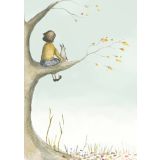 Card - Bunny & Girl Sitting on a branch by Michelle Pleasance