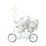 Card - Two Elephants On A Bicycle by Sannadorable