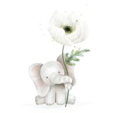 Card - Elephant Holding Poppy by Sannadorable