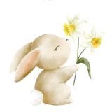 Card - Bunny Holding Daffodil by Sannadorable